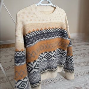 Vintage Cozy Knit Sweater | Neutral Tones | Size Small–Medium